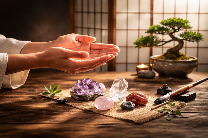Manos haciendo una postura de meditacion o reiki