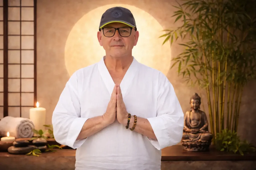 Maestro de reiki en Chile en posición de meditación reiki